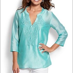 Tommy Bahama beaded tunic top size 14